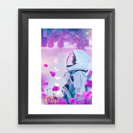 Astronaut into the Flowers Framed Art Print