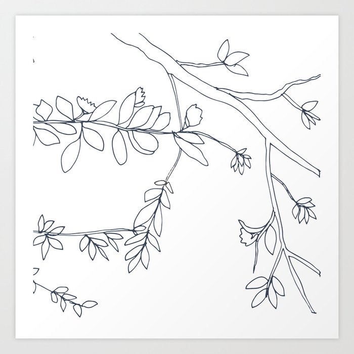 Branches And Leaves Drawing Art Print By Johnnypattern Society6