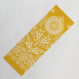 Tree of Life Yellow Hungarian Embroidery Design Yoga Mat