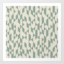 Abstract Geometric Pattern Ivory and Teal Art Print