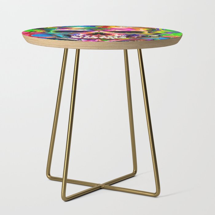 abstract colorful background with colorful skull Side Table