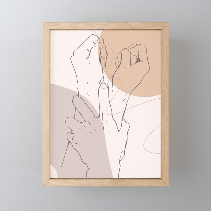 Romantic Couple Holding Hands During Sex, Intimacy Sex Line Art Minimalism  Framed Mini Art Print by Creative Modern Art