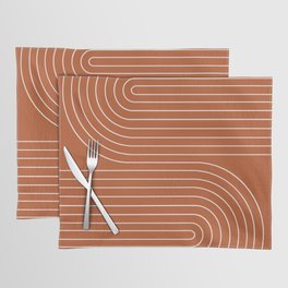 Minimal Line Curvature IX Red Mid Century Modern Arch Abstract Placemat