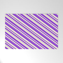 [ Thumbnail: Purple & Light Yellow Colored Stripes/Lines Pattern Welcome Mat ]