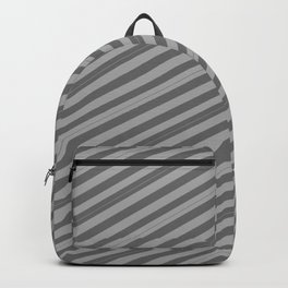 [ Thumbnail: Dark Grey and Dim Gray Colored Lined Pattern Backpack ]