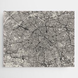 France, Paris City Map - Black and White Aesthetic - French Cities Jigsaw Puzzle