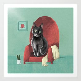 Cat with Armchair Art Print