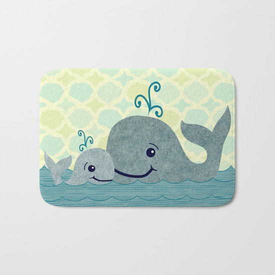 Whale Mom and Baby Bath Mat