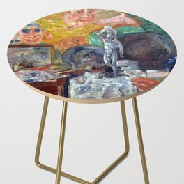 Attributes of an artist's studio & palette surrealism portrait painting by James Ensor Side Table