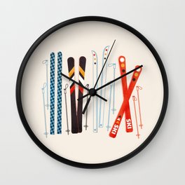 Retro Ski Illustration Wall Clock