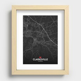 Clarksville, Tennessee, United States - Dark City Map Recessed Framed Print