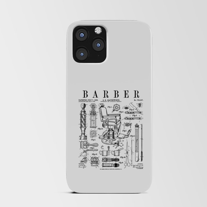 Barber Hairdresser Hairstylist Barbershop Vintage Patent iPhone Card Case