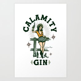 Calamity Gin Cowgirl Pinup Art Print