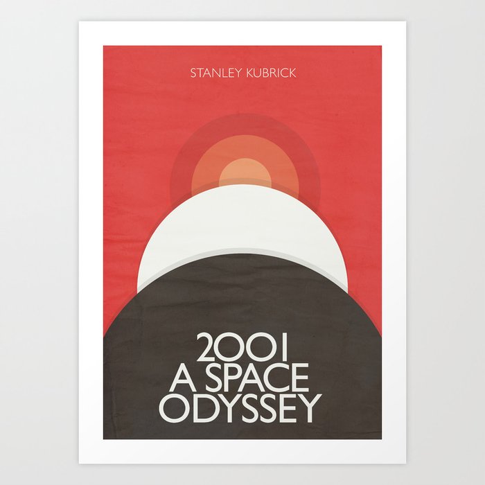 2001 A Space Odyssey - Stanley Kubrick minimalist movie poster, Red Version, fantasy film Art Print