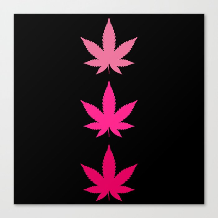 Stoner Art - Pink Cannabis Leaves Pattern Canvas Print