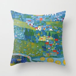 Mosaic Style Village  Throw Pillow