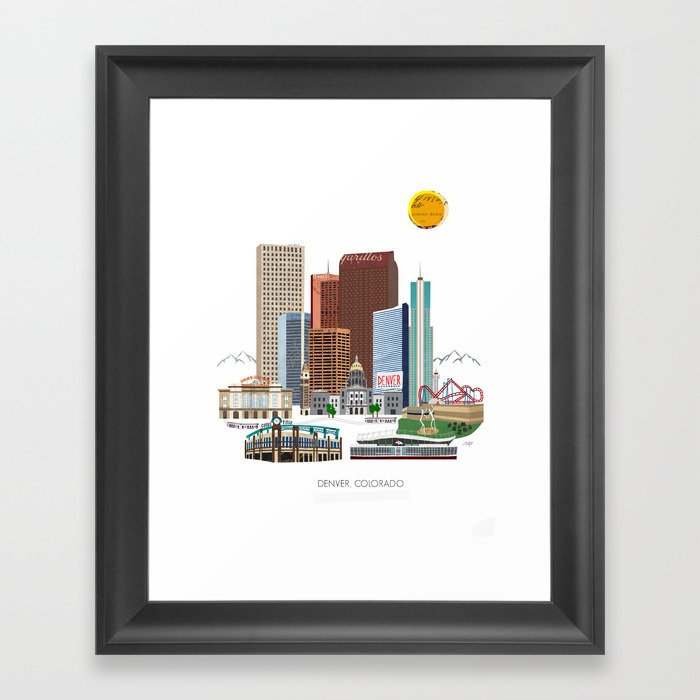 Denver Skyline Framed Art Print