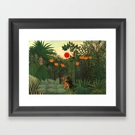 Henri Rousseau "Tropical Landscape - subtitled An American Indian Struggling with a Gorilla" Framed Art Print