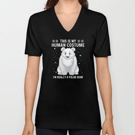 This is my human costume i'm really a polar bear V Neck T Shirt