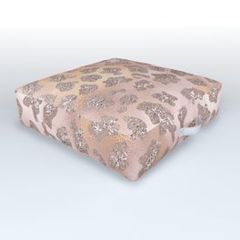 Rosegold Blush Leopard Glitter   Outdoor Floor Cushion