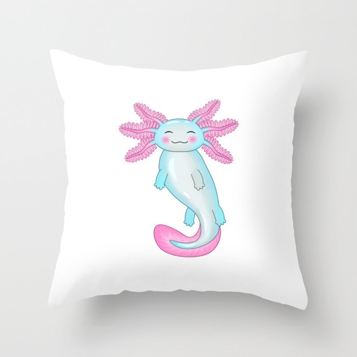 Cyan Axolotl Throw Pillow
