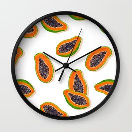 Papaya Twins - white Wall Clock