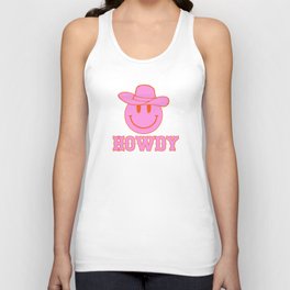 Happy Smiley Face Says Howdy - Western Aesthetic Unisex Tank Top