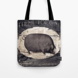 Vintage French Farm Sign Pig Tote Bag