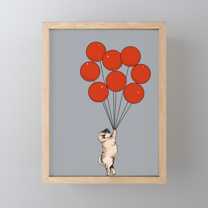 I Believe I Can Fly Pug Framed Mini Art Print
