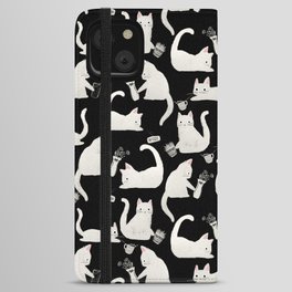 Bad Cats Knocking Things Over, Black & White iPhone Wallet Case