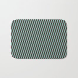 [ Thumbnail: Turquoise and Maroon Colored Striped/Lined Pattern Bath Mat ]