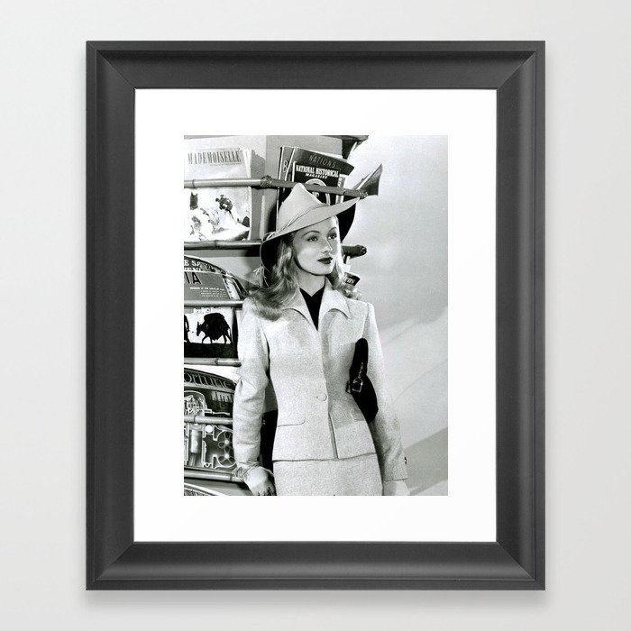Veronica Lake, Circa 1942 black and white photography - black and white photographs Framed Art Print