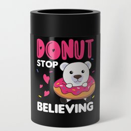 Cute Polar Bear Funny Animals In Donut Pink Can Cooler