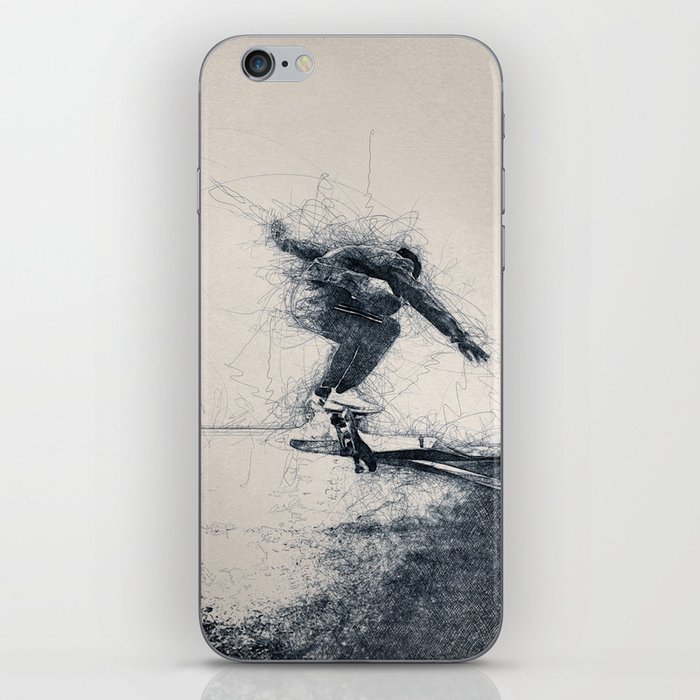 Skateboarding flip - Sketch Art iPhone Skin