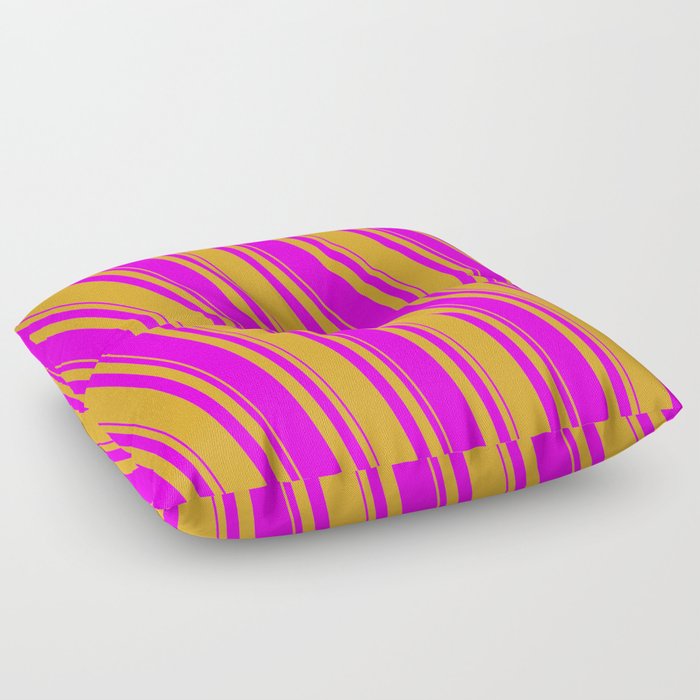 Goldenrod and Fuchsia Colored Lined/Striped Pattern Floor Pillow