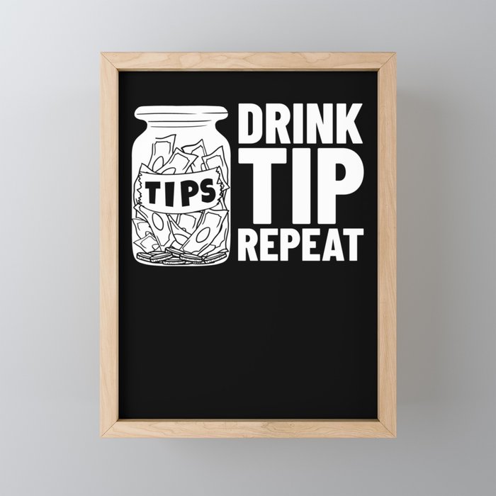 Bartending Tip Jar Tipping Bartender Framed Mini Art Print