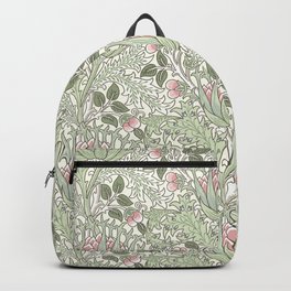 William Morris Pastel Pink Thistle Pattern Backpack