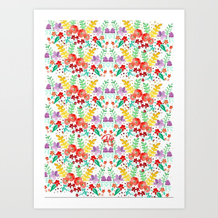 Poppies and lilacs  Art Print