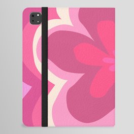 Flor - Pink Colourful Floral Retro Flower Art Design Pattern iPad Folio Case