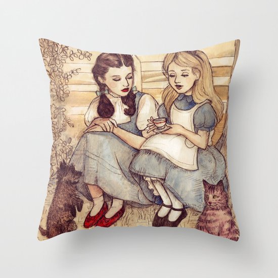 Dorothy and Alice Throw Pillow