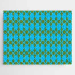 Green and Blue Honeycomb Pattern Jigsaw Puzzle