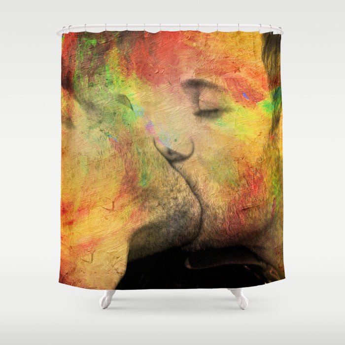 gay kiss Shower Curtain