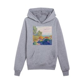 Two Women by the Shore, Mediterranean Kids Pullover Hoodies