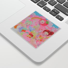 'Pep Talk', Cute pink rainbow art  Sticker