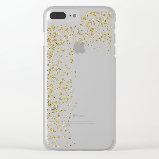 Sparkling gold glitter confetti on simple white background- Pattern #Society6 Clear iPhone Case