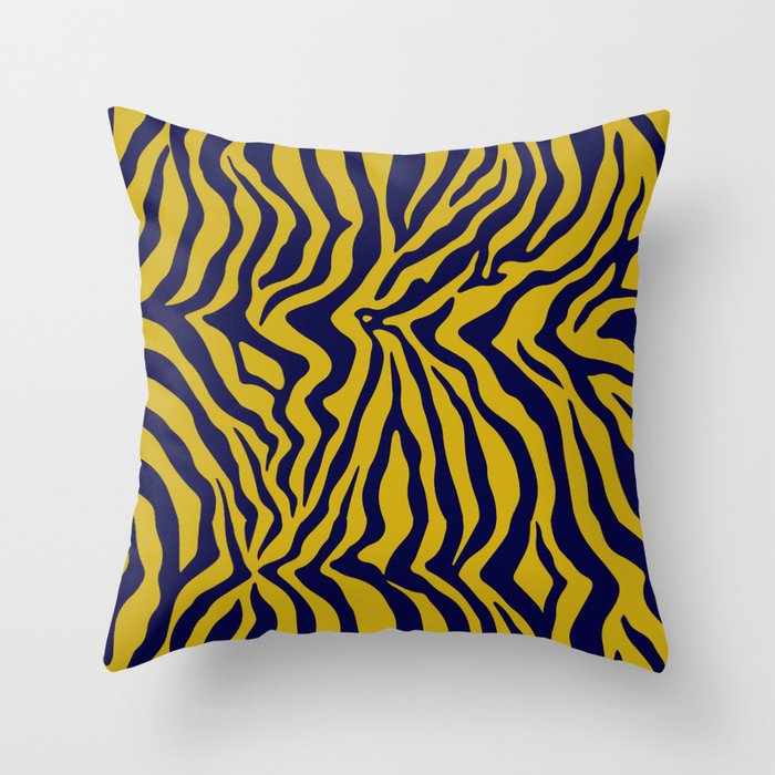 Navy Mustard Animal Print Throw Pillow