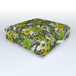 Modern Yellow & Green Floral Pattern Outdoor Floor Cushion