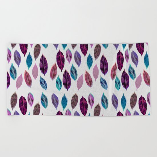 Pink Leaves 2 Beach Towel