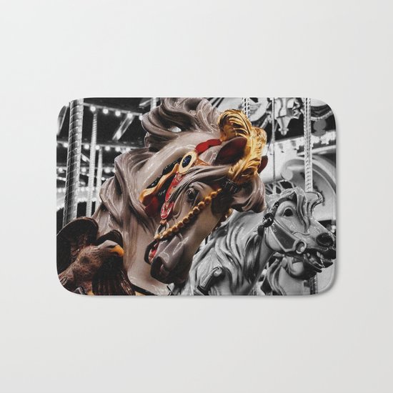 Color Black horses Bath Mat