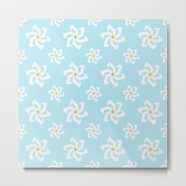 Flowers pattern on blue background Metal Print